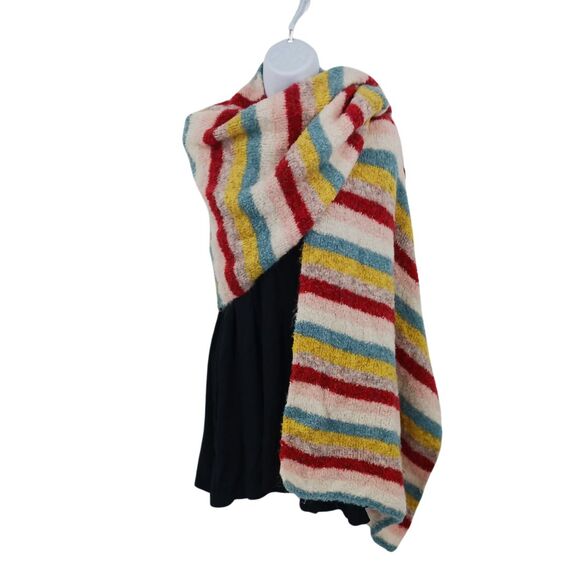 Fuzzy Soft Cozy Colorful Striped Wool Blend Scarf - Picture 2 of 5